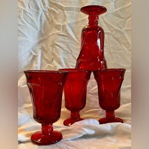 Fostoria Jamestown Ruby Red Juice Goblets - Set of 4 MCM Vintage Glassware 4.75"
